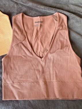 garage ribbed plunge seamless tank top size small